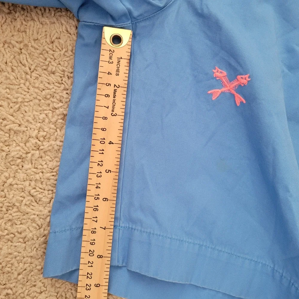 Vineyard Vines Mens 32 Blue Embroidered Fish Skeleton Chino Shorts Cotton